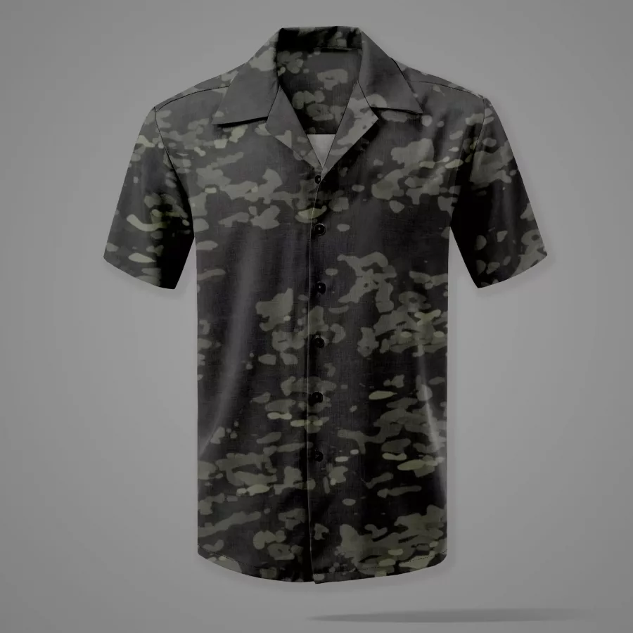 Black Multicam Camo Hawaiian Shirt – Made in USA