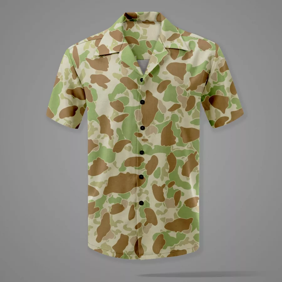 Frog Skin Island WWII USMC Camo Hawaiian Shirt – Made in USA